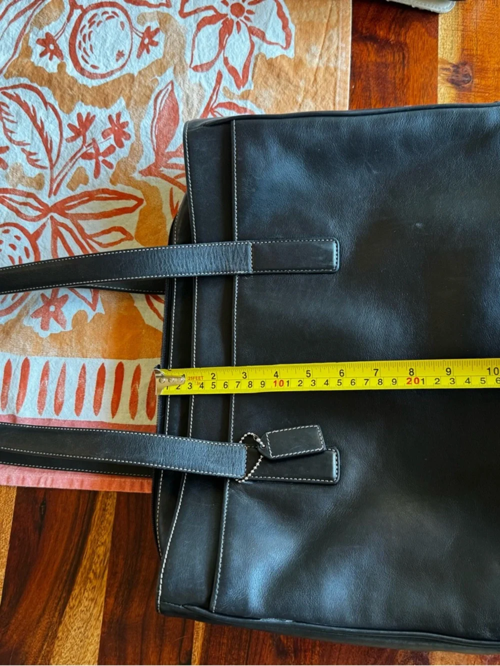 Coach Black Leather Men's Briefcase Tote with Dual Handles